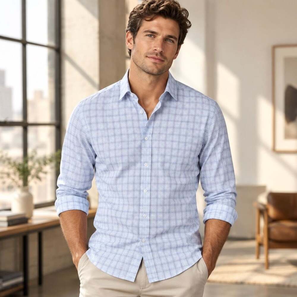 J.Crew Ludlow Classic Fit Plaid Button-Up Shirt Size 15.5 34 Blue